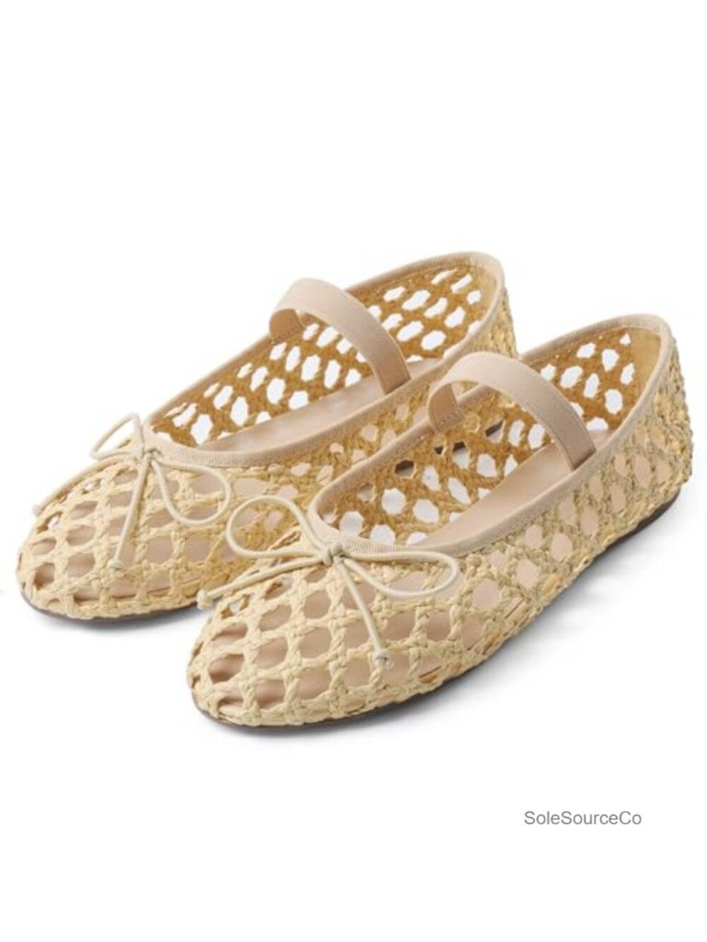 Woven Ballet Flats Round Toe Elastic Strap Comfortable Women's Dressy